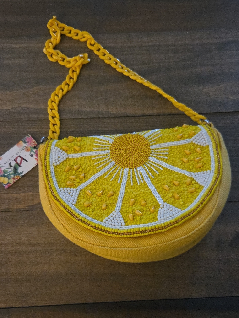 America & Beyond Beaded Lemon Shoulder Bag
